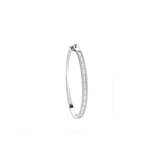9ct White Gold 1.00ctw Diamond Bangle Made in London