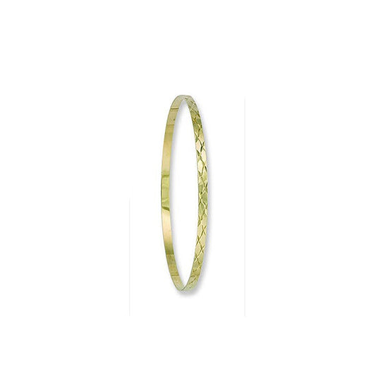 Slave Bangle Yellow Gold Ladies Bracelet 3mm Wide Diamond Cut