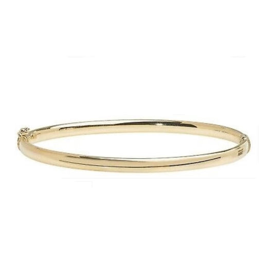 Ladies Yellow Gold Bangle Plain Hinged British Made & Hallmarked Womens Bracelet