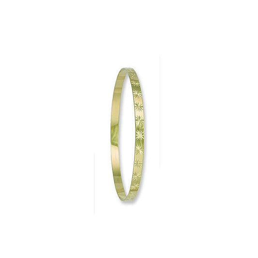 Slave Bangle Yellow Gold Ladies Bracelet Solid Gold Diamond Cut