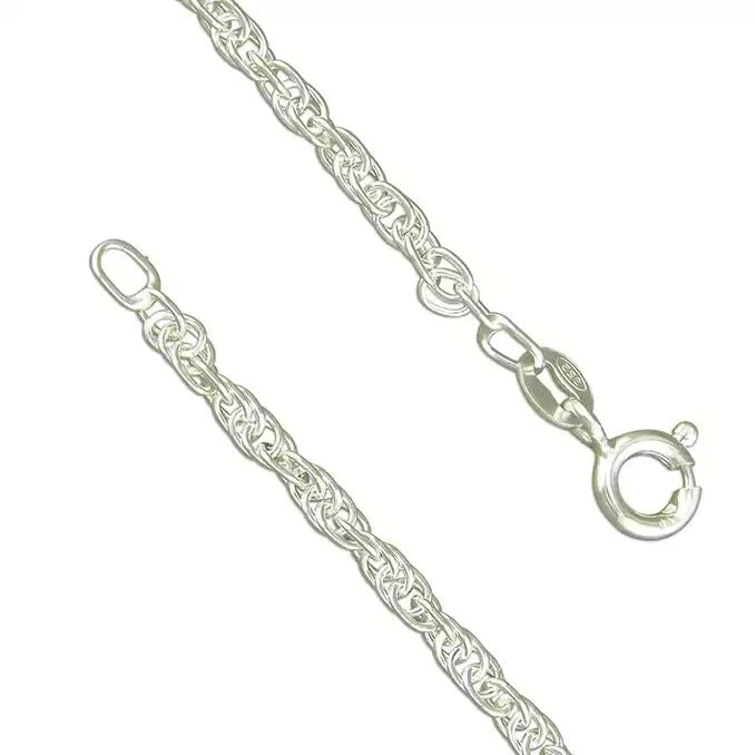 Close-up of silver chain necklace clasp for large oval family locket photo locket UK by J R Jewellery