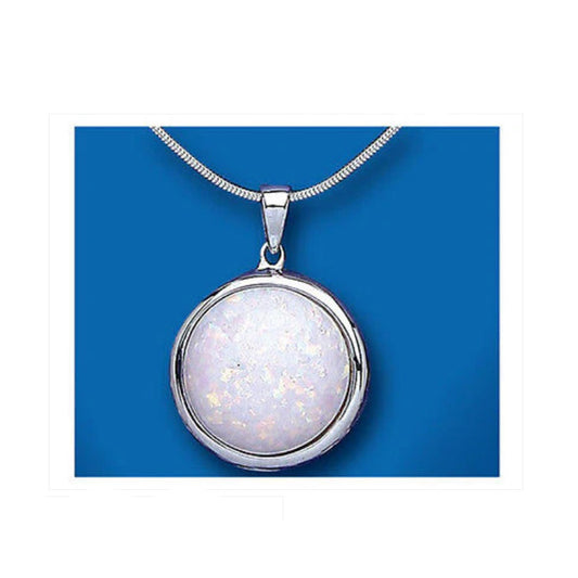 Large Opal Pendant 18" Snake Chain Solid Sterling Silver 925 Hallmark British