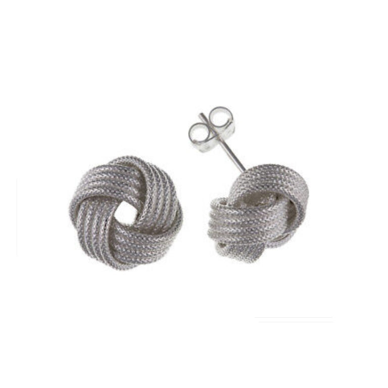 Large Silver Knot Earrings 15mm Studs 925 hallmark Stud