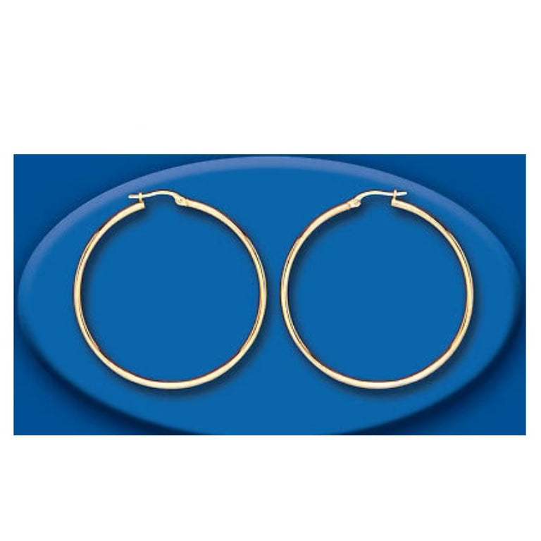 Large Gold Hoop Earrings 40mm Yellow Gold Hallmarked Hoops Creole