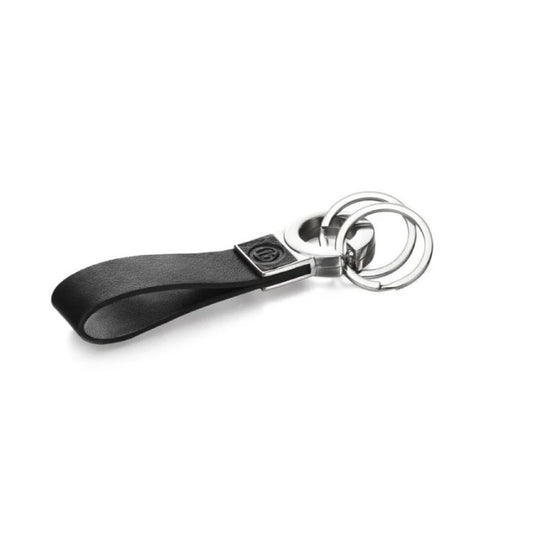 Fred Bennett Double Ring Black Leather Key Chain Keyring Free Engraving Y2623