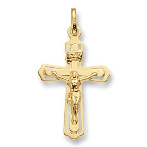 9ct gold crucifix pendant with detailed design by J R Jewellery perfect for religious wear