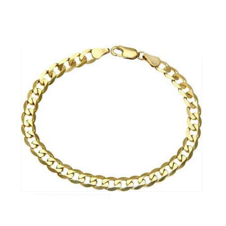 9ct Gold Curb Bracelet Men's Gents Solid Yellow Gold 8" Flat Bevelled Hallmark