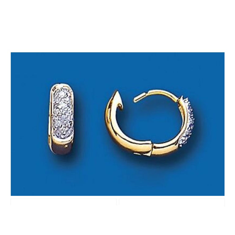 Men's Earring Diamond Huggie Earring 9 Carat Yellow Gold Hoop Earring