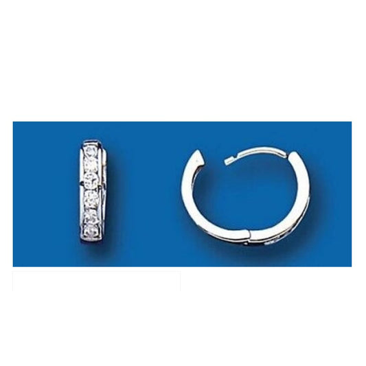 Men's Hoop Earring Gemstone Huggie Earring 9ct White Gold Earring