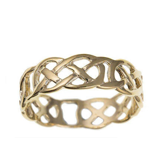 Mens Gold Wedding Ring Wedding Band Solid 9 Carat Gold Celtic Ring Gents Ring