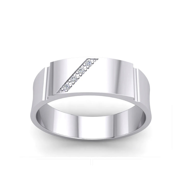 Gents Signet Ring ID Bar Gemstone Platinum Plated Solid Sterling Silver 925
