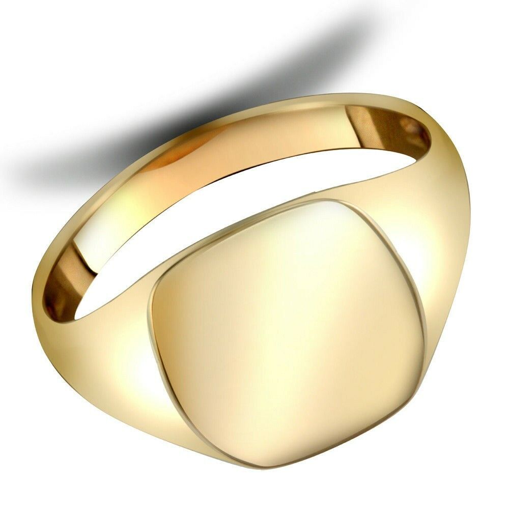 Men's 9ct gold signet ring with a smooth, polished finish by J R Jewellery