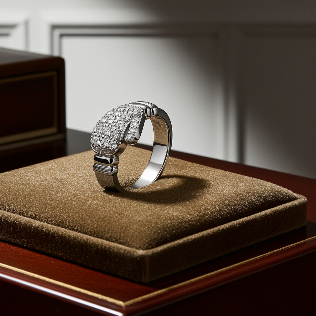 Mens Boxing Glove Ring by J R Jewellery with Sparkling Design on a Plush Display Box
