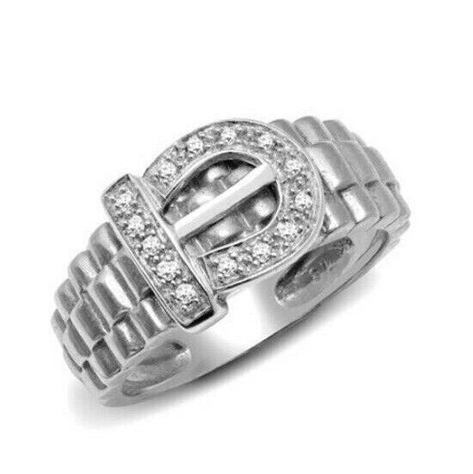 J R Jewellery men's diamond buckle ring in silver with a detailed buckle design and sparkling diamonds