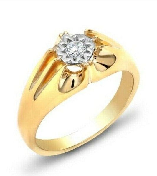 J R Jewellery men's diamond solitaire ring in yellow gold with a central round diamond stone