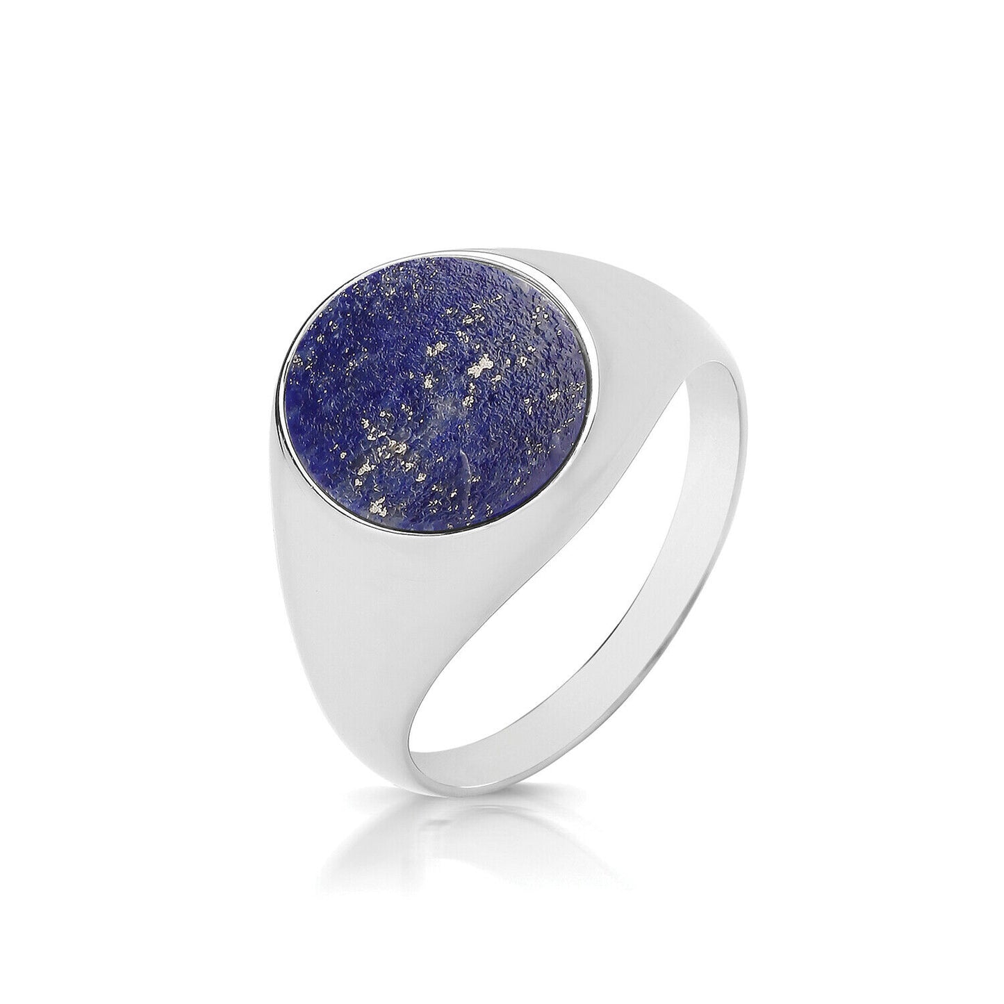 J R Jewellery men’s lapis signet ring with silver band and deep blue stone detailing