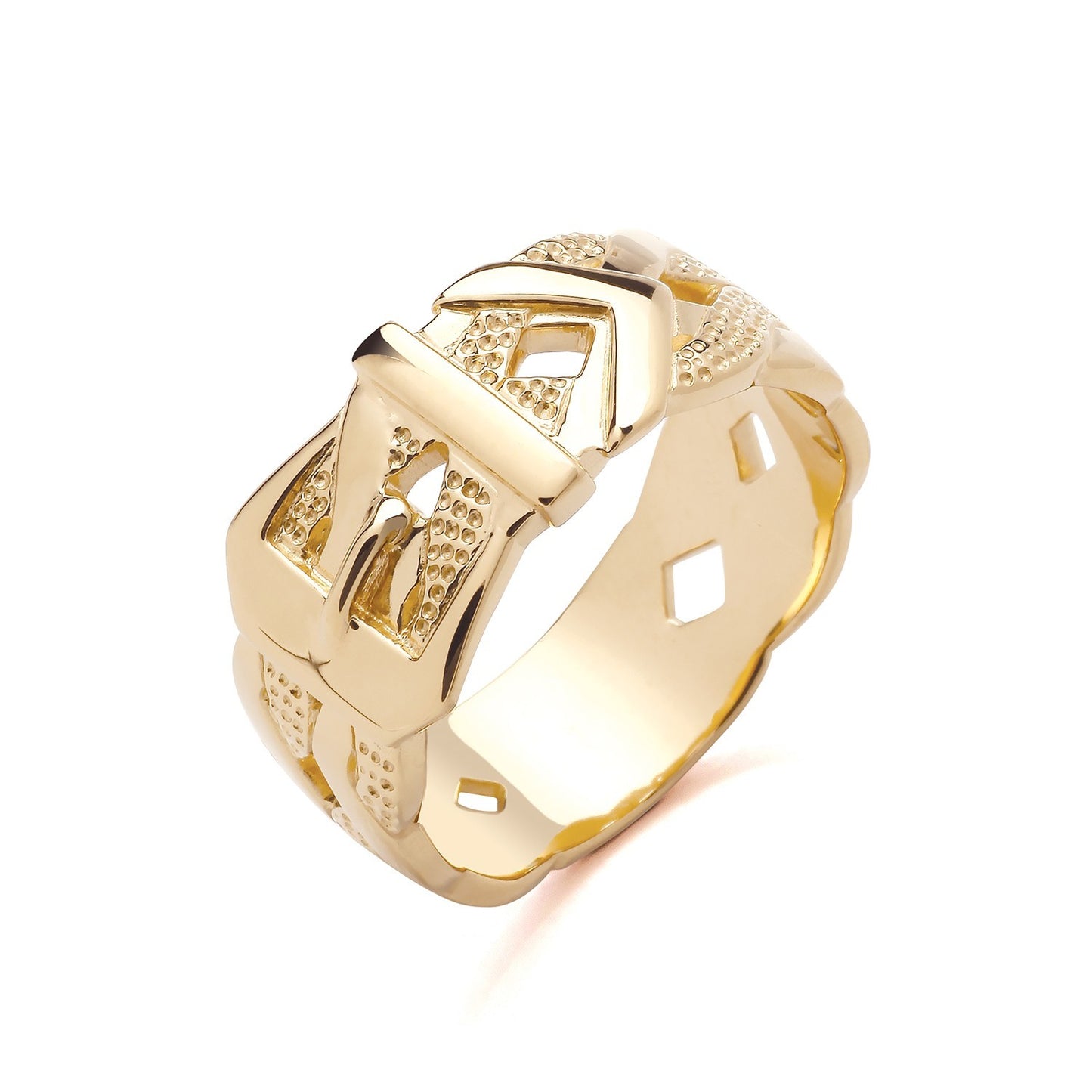 Mens Woven Buckle Ring in Gold with Intricate Detailing for Stylish Accessory Enthusiasts