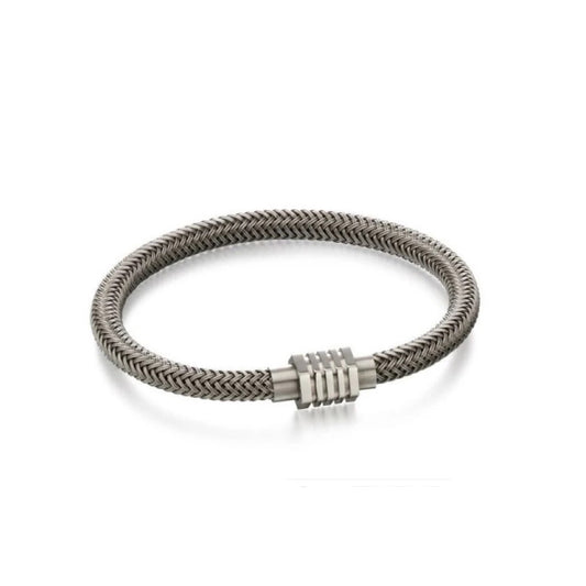 Fred Bennett Grey Steel Woven Bracelet 21.5cm B5054