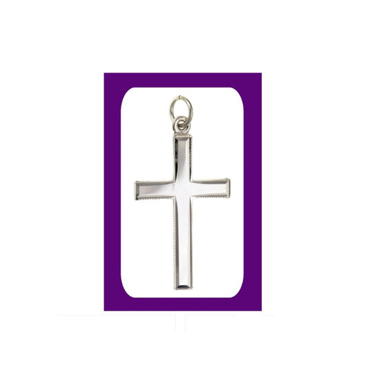Sterling Silver Millgrain Edged Cross Pendant 25 x 17mm 925 Hallmark