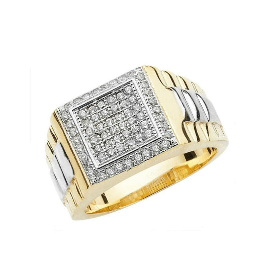 9ct Multi Tone Gold Gents Ring Square Face Signet Hallmarked