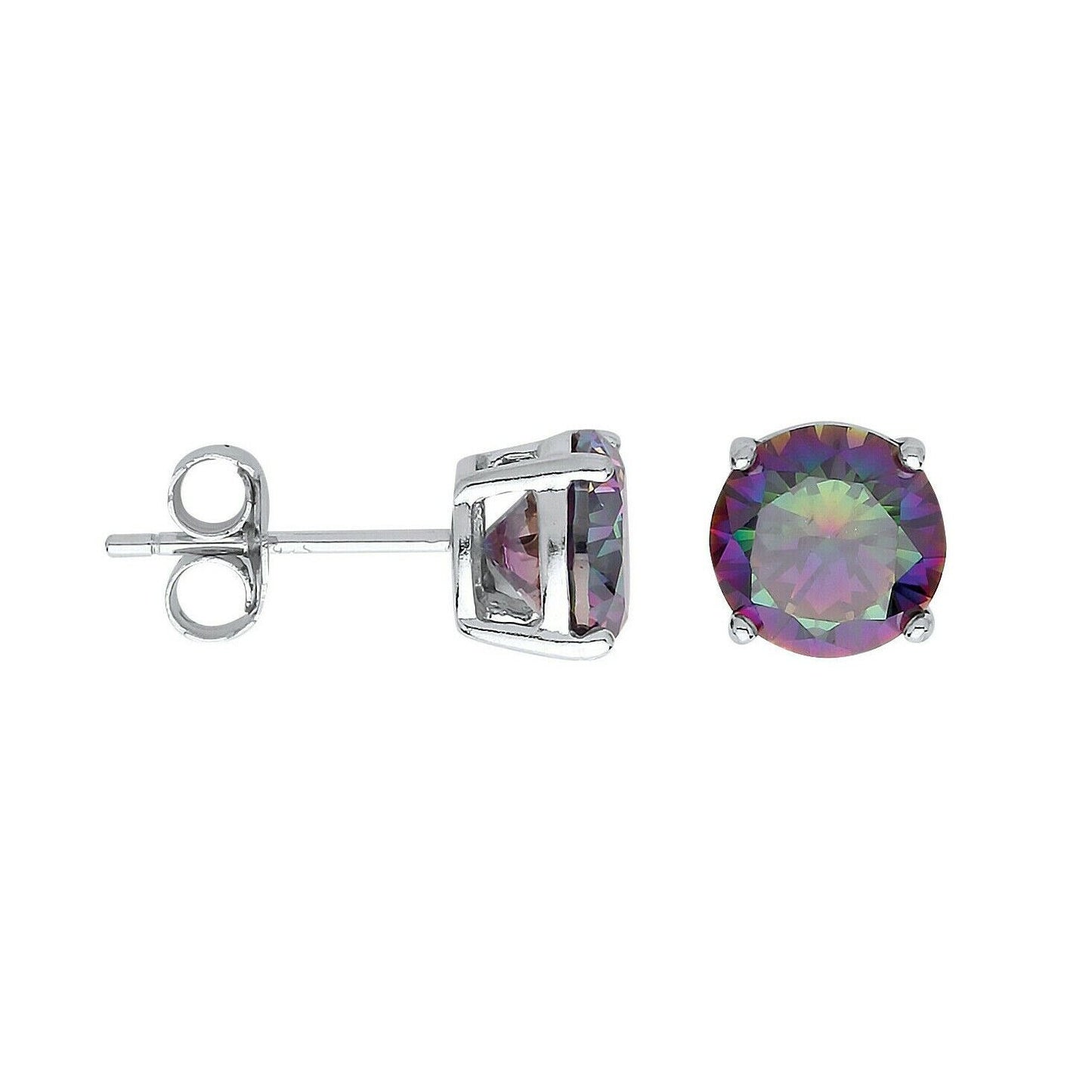 J R Jewellery mystic topaz stud earrings with round multicolour gemstones in silver setting