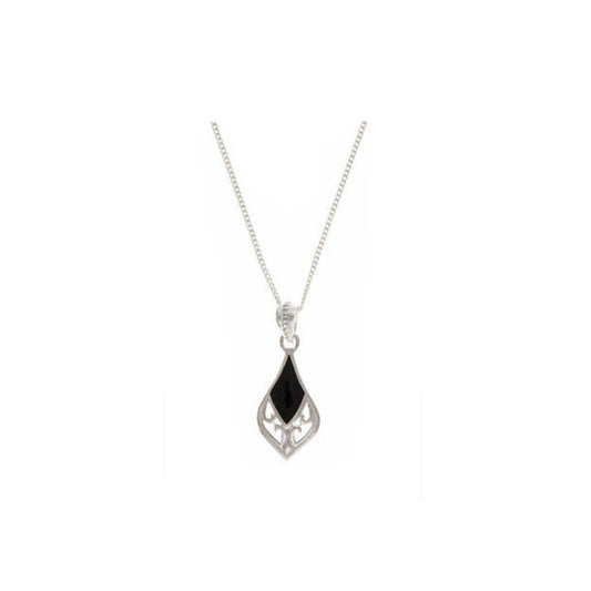 Real Onyx Silver Pendant Necklace Natural Stone 18" Chain 925 hallmark