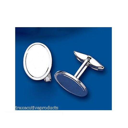 Oval Cufflinks Solid Sterling Silver Plain Oval Cufflinks 17 x 13mm