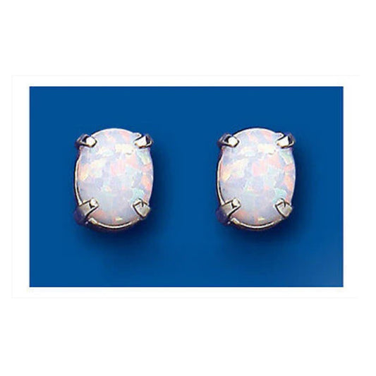 Opal Earrings Silver Stud Sterling Silver Studs Oval Solitaire