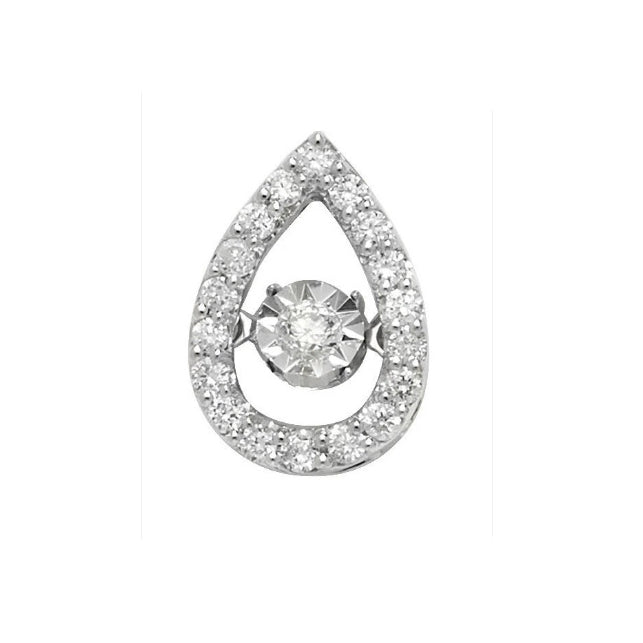 Diamond Pear Slider Pendant 9ct White Gold Pear 0.25ctw Real Diamonds