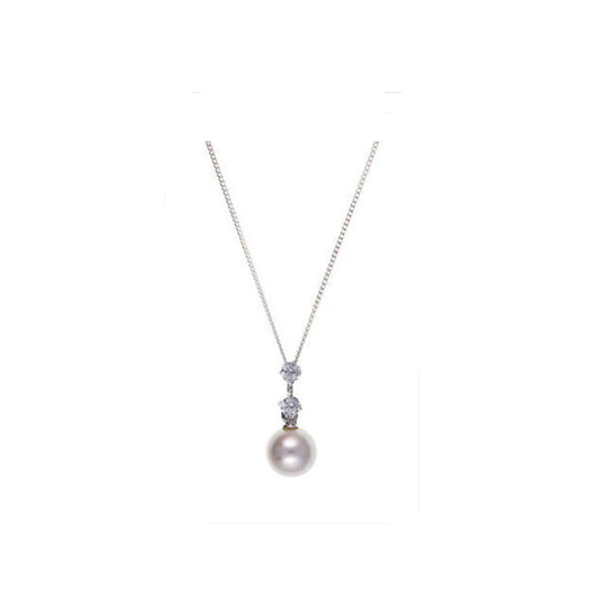 Pearl and Gemstone Pendant Solid Silver Necklace 18" Chain 925 Hallmark