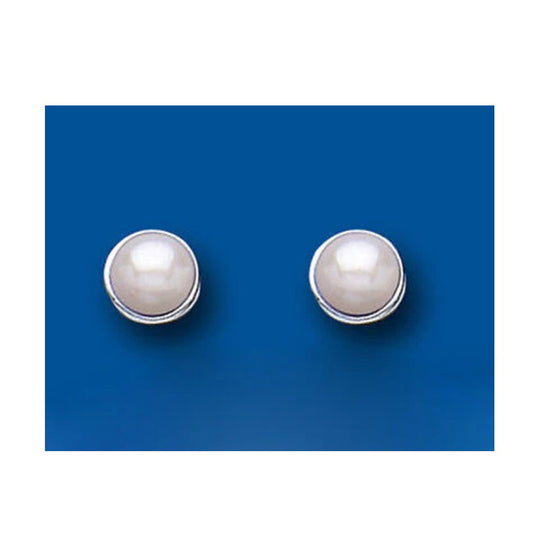 Pearl Earrings Stud Sterling Silver Studs Freshwater Pearls  6mm