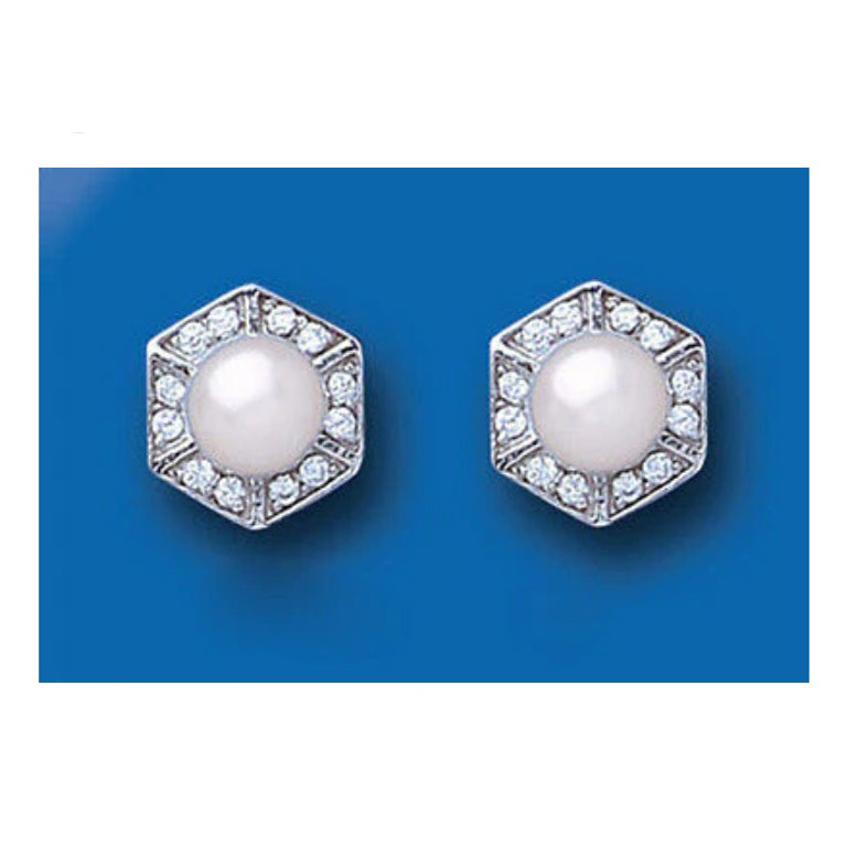 Freshwater Cultured Pearl Earrings Solid Sterling Silver Stud Studs 925 Hallmark