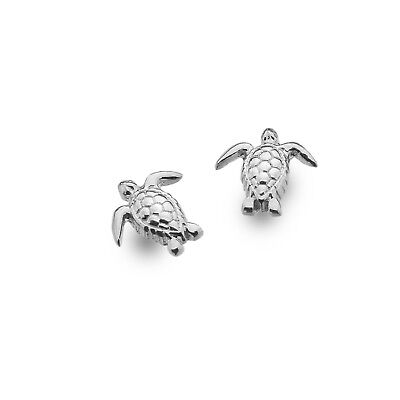 J R Jewellery sterling silver turtle stud earrings with detailed shell design