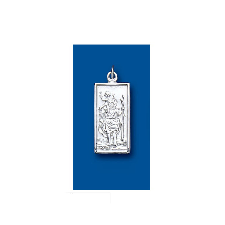Large Rectangular St Christopher Sterling Silver 925 Stamp All Chain Lengths