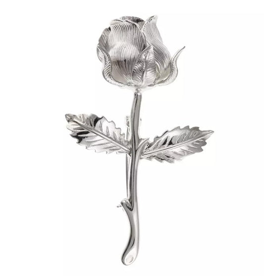 Rose Brooch Solid Sterling Silver hallmarked