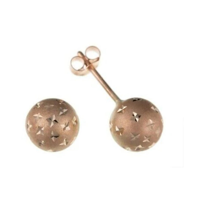 Rose Gold Ball Stud Earrings 7mm 9 Carat 375 Hallmark British Made