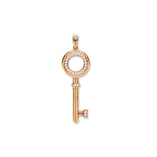 18ct Rose Gold 0.18ct Diamond Key Pendant Made in London
