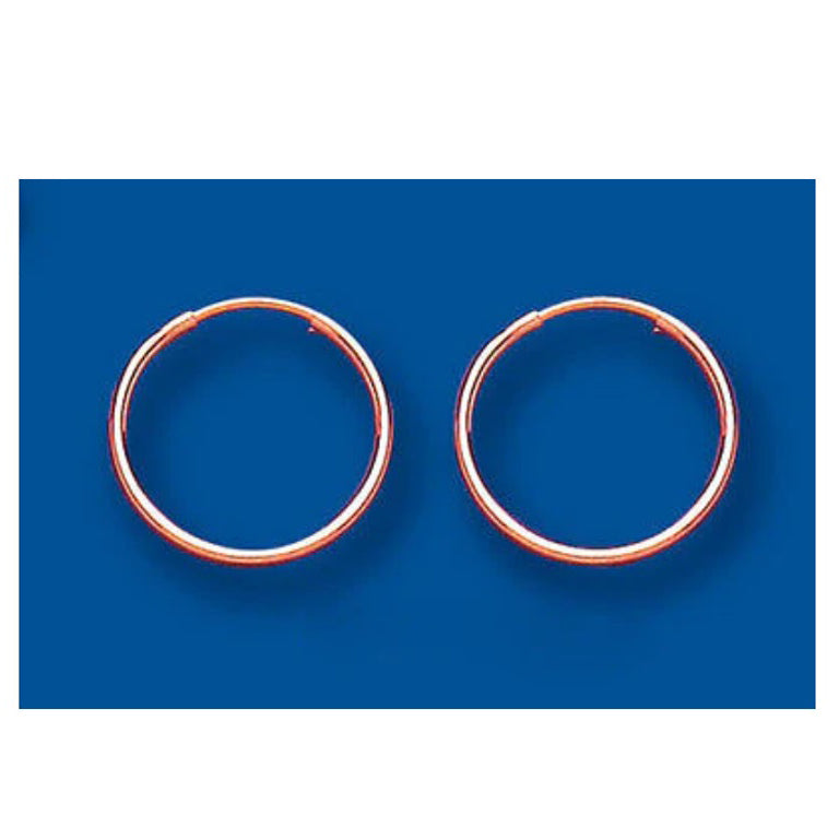 Rose Gold Hoop Earrings Sleeper Hoops Red Gold Medium Weight 14mm