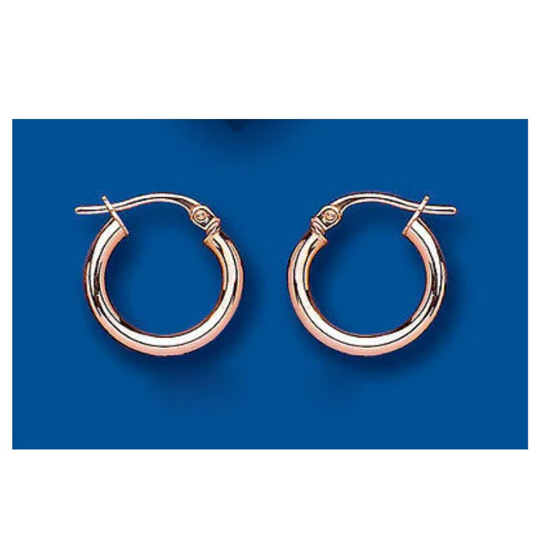 Rose Gold Hoop Earrings Red Gold Creole Hoops 14mm
