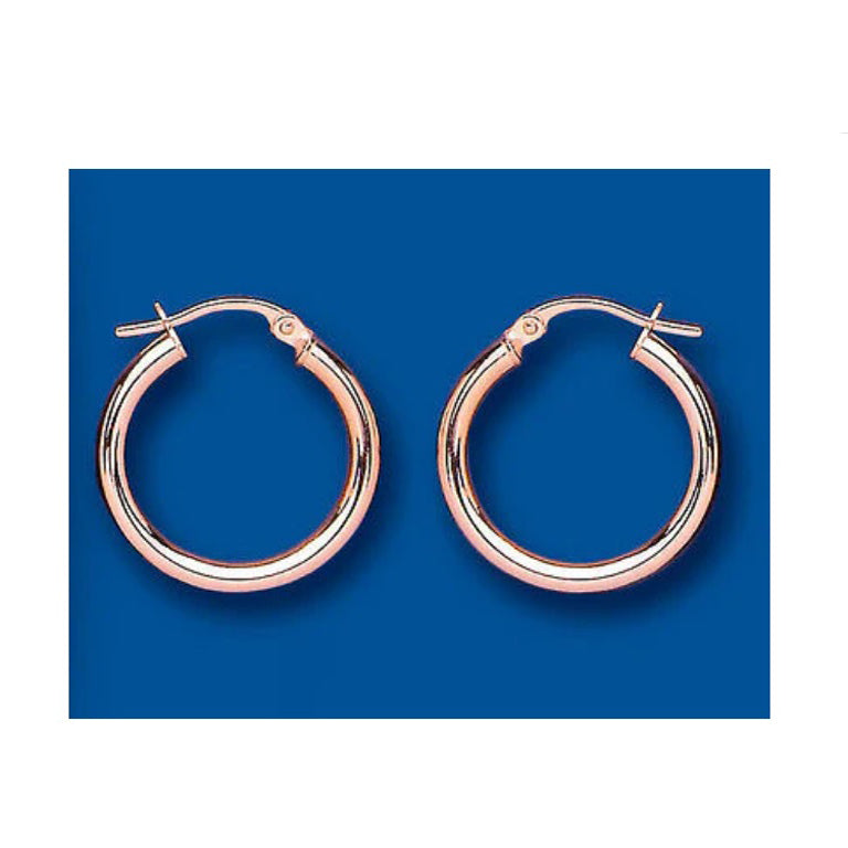 Rose Gold Hoop Earrings Plain Red Gold Hoops 20mm