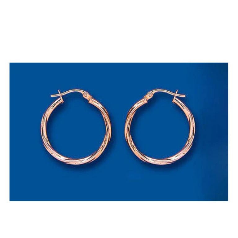 Rose Gold Hoop Earrings Rope Twist Hoop Creole Red Gold Hoops 24mm