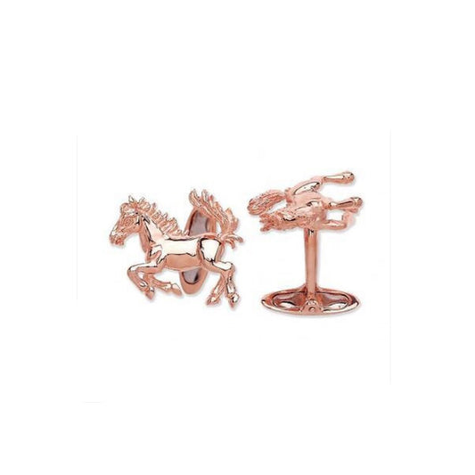 Horse Cufflinks Rose Gold Plated Solid Sterling Silver