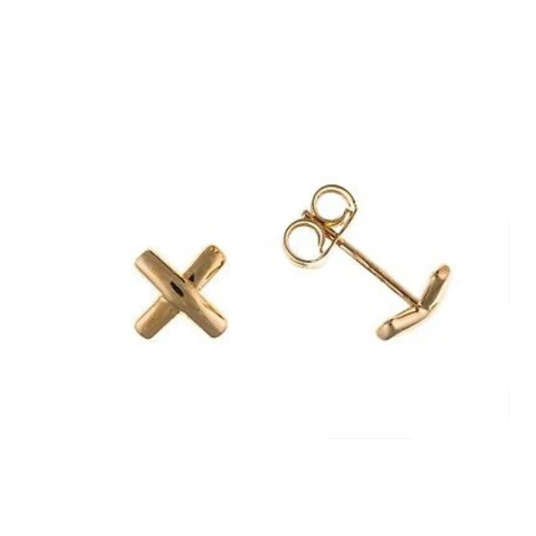 Rose Gold Kiss Stud Earrings Crossover Studs Solid 9 Carat British Made