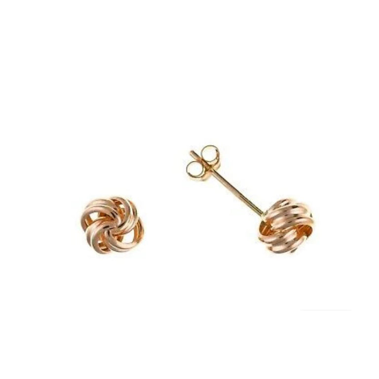 Rose Gold Knot Stud Earrings 7mm 9 Carat Studs British Made