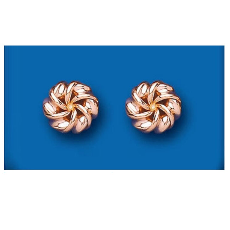 Rose Gold Knot Stud Earrings 10mm 9 Carat 375 Hallmark British Made