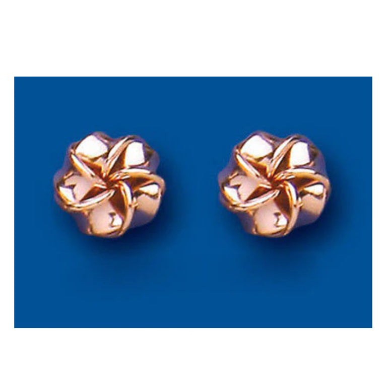Rose Gold Knot Stud Earrings 8mm 9 Carat 375 Hallmark British Made
