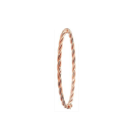 Rose Gold Ladies Bangle Ladies Twist Design Hallmarked British Made Special Gift