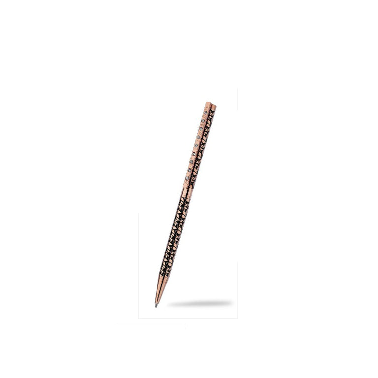 Ballpoint Pen Rose Gold Plate Austrian Crystal Flower Design Boxed