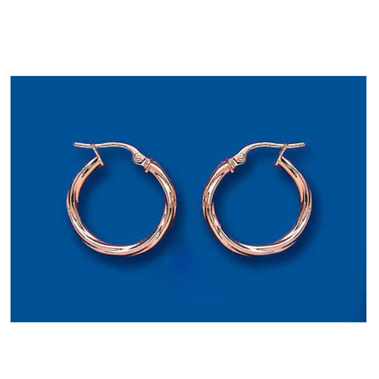 Rose Gold Hoop Earrings Rope twist Hoops Red Gold Hoop 18mm