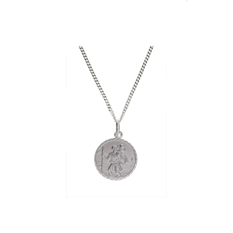 Small St. Christopher Pendant Sterling Silver 925 Hallmark 16 - 18" Chain